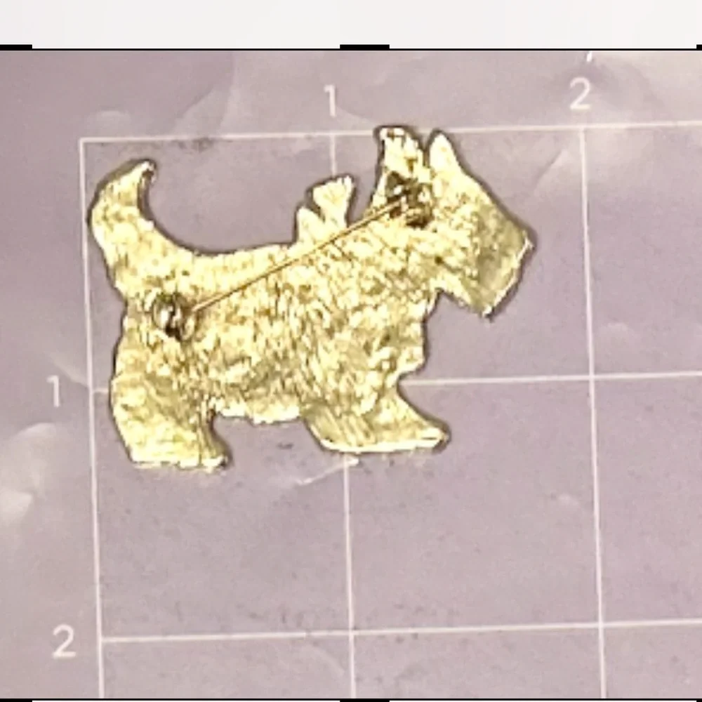 Vintage Scottie Dog Gold and‎ Pink Brooch